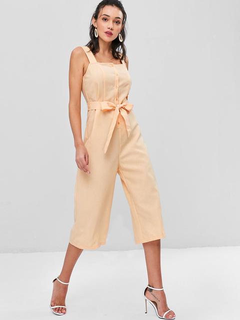 Tuta Larga Con Cintura Apricot