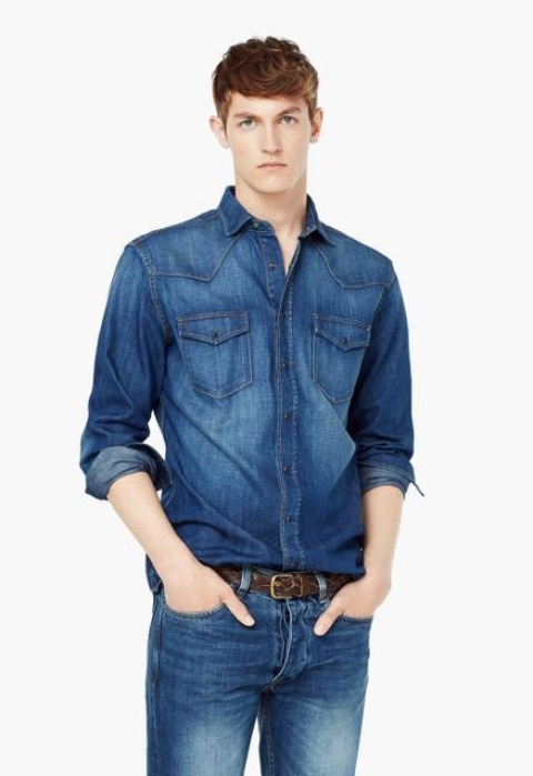 Camisa Slim-fit Denim Oscuro