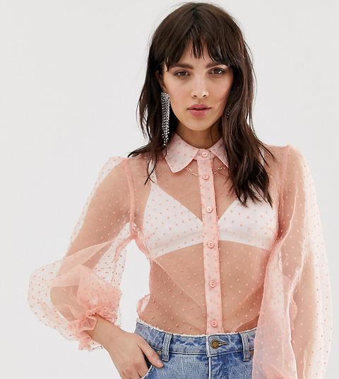 Dusty Daze - Camicia In Organza Con Maniche A Palloncino - Rosa