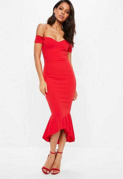 missguided red bardot dress