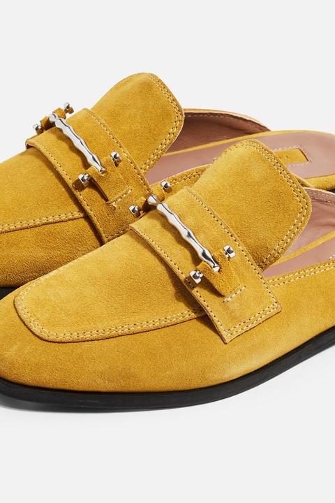 Womens Kyra Backless Loafers - Mustard 
