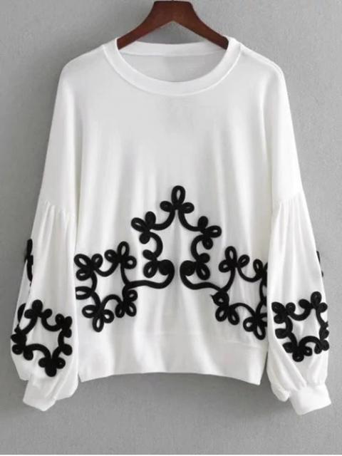 Sudadera Con Apliques De Contraste De Manga De Linterna White