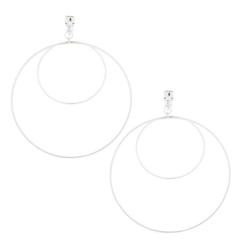 Claire's Silver Double Circle Clip On Hoop Earrings