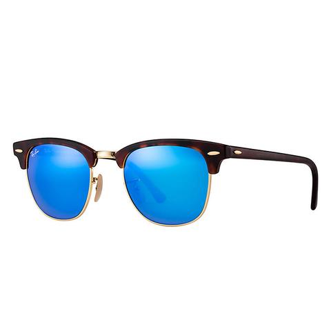 Clubmaster Flash Lenses Unisex Sunglasses Lentes: Azul, Montura: Habana