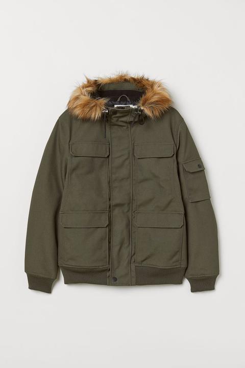 h&m short parka with hood