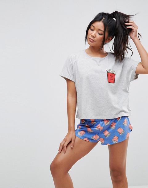 Pijama De Camiseta Y Pantalones Cortos Fry-day De Asos