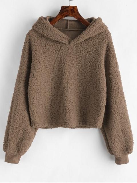 Sudadera Con Capucha De Piel Sintética Suelta Beige Cadetblue Coffee Black Red Vanilla Red Wine