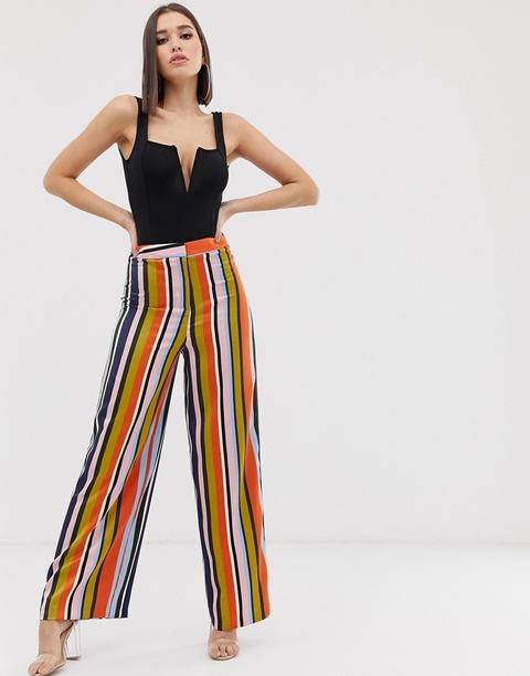 Asos Design - Pantaloni In Raso Con Fondo Ampio E Righe Colorate In  Coordinato - Multicolore from ASOS on 21 Buttons