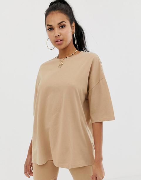 Asos Design - T-shirt Oversize Sabbia Slavato - Rosa