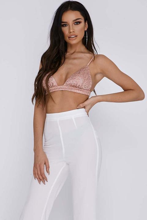 Rose/gold Bralets - Sarah Ashcroft Rose Gold Glitter Mesh Bralet