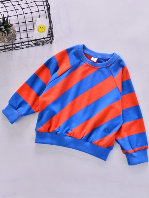 Girls Wide-striped Raglan Sleeve Pullover