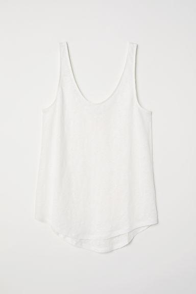 H & M - Camiseta En Punto De Lino - Blanco