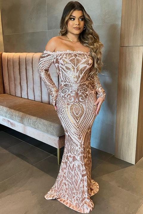 Fashion nova rose 2025 gold sequin dress