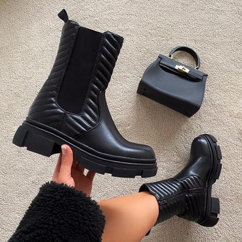 Maeve Black Quilted Ankle Boots