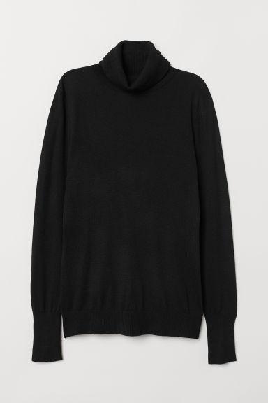 H & M - Pull Col Roulé En Maille Fine - Noir