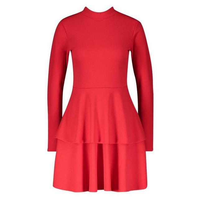 Womens Crepe Long Sleeve Tiered Skater 