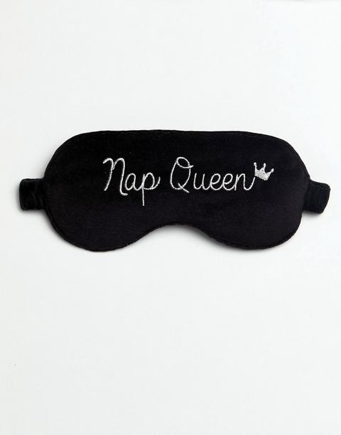 "asos - Borsa E Maschera Per Occhi Con Scritta "nap Queen" - Nero