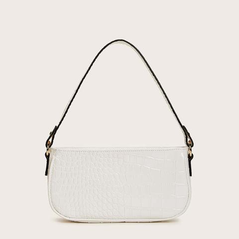 Croc Embossed Baguette Bag