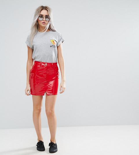 Asos Petite - Microgonna Rossa In Vinile - Rosso