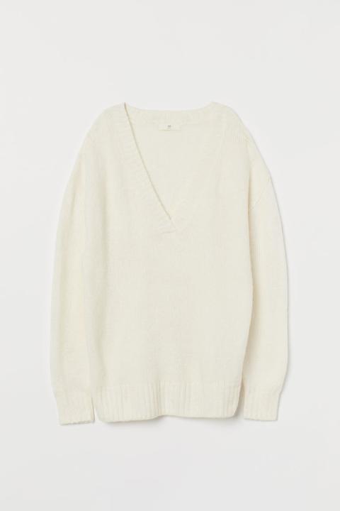 V-neck Jumper - White