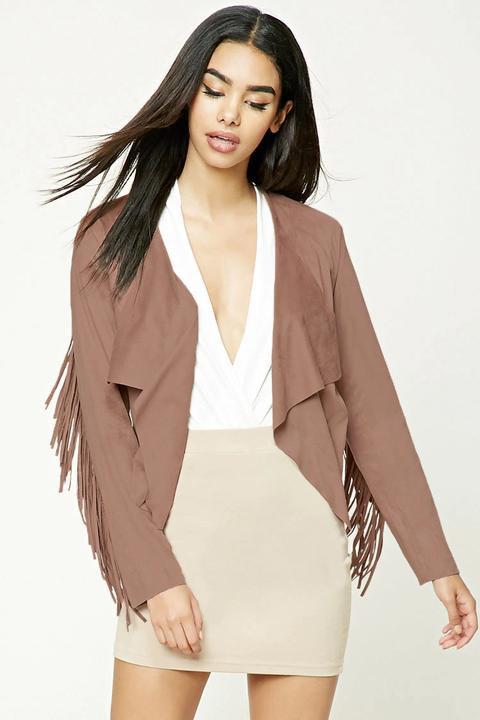 Faux Suede Fringed Jacket