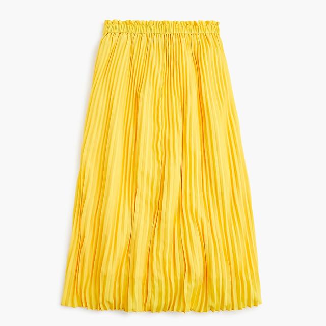 j crew yellow pleated skirt