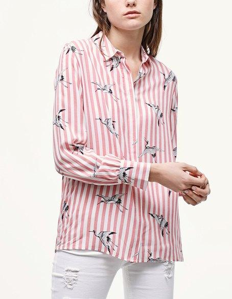 Camicia Manica Lunga Stampata Rosso