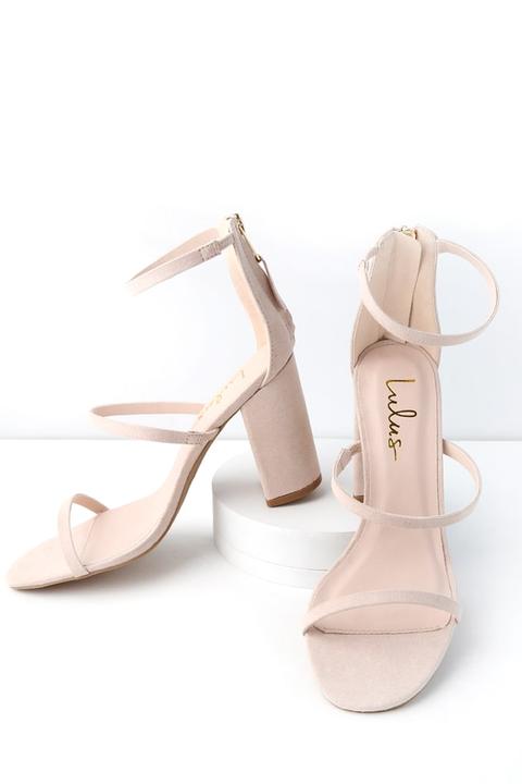 Candice Nude Suede Ankle Strap Heels