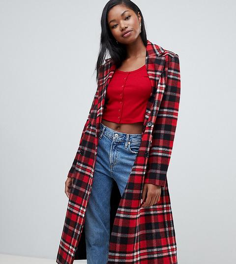 Bershka - Cappottino Lungo In Tartan - Multicolore