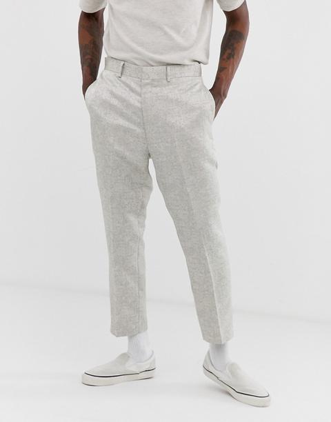 Asos Design Tapered Suit Trousers In Silver Jacquard