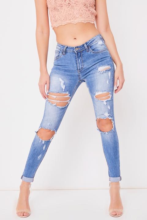 Penelope Denim Multi Ripped High Waisted Jeans