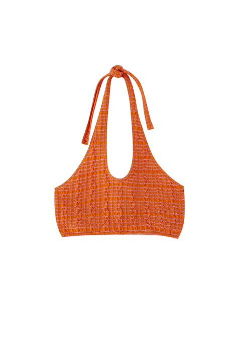 Top Cropped Naranja Cuello Halter