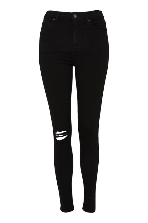 Womens Moto Black Ripped Jamie Jeans - Black, Black