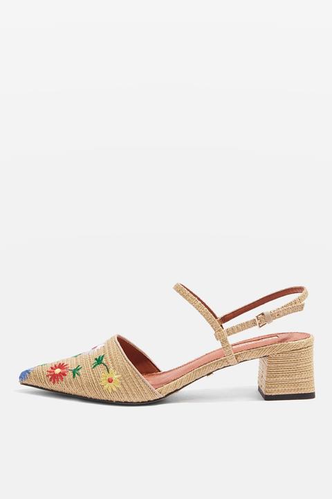 Jasmine Embroidered Mid Heel Shoes