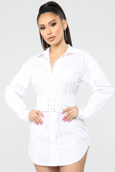 Well Suited Shirt Dress - White