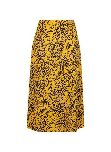 Womens Yellow Zebra Print Midi Skirt- Yellow, Yellow