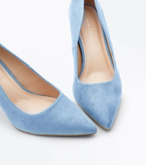 Pale Blue Suedette Pointed Court Shoes New Look from NEW LOOK on 21 Buttons