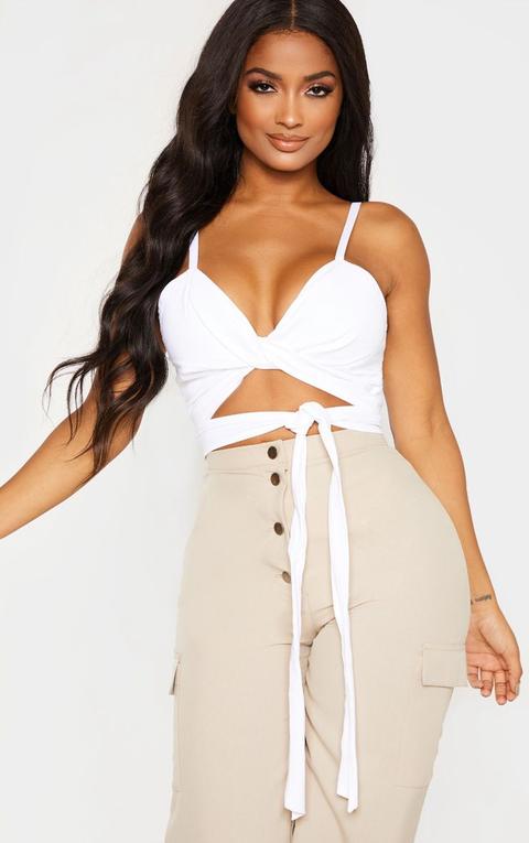 Shape White Denim Twist Front Bralet