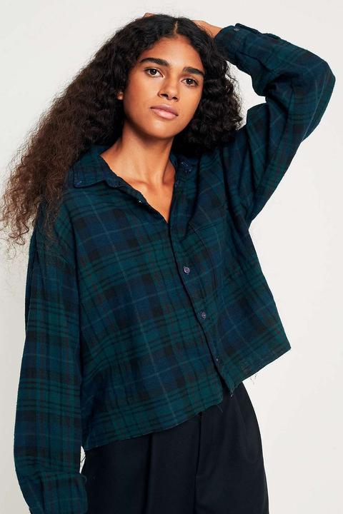 Urban Renewal Vintage Originals Cropped Plaid Flannel Shirt