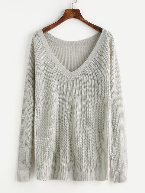 Plunge Neck Loose Fit Jumper