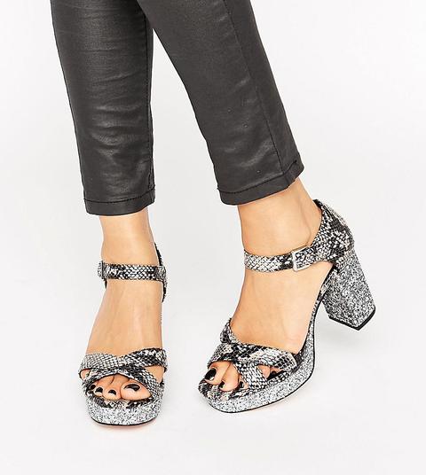 Sandalias De Tacón De Corte Ancho Con Purpurina Hummingbird De Asos