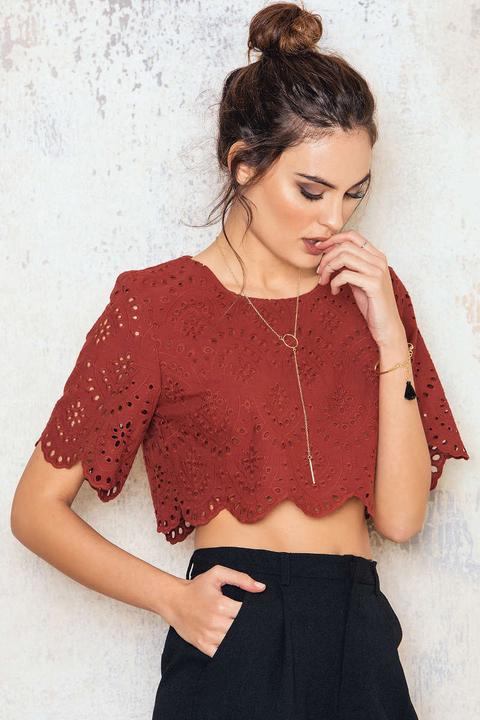 Embroidery Cropped Top