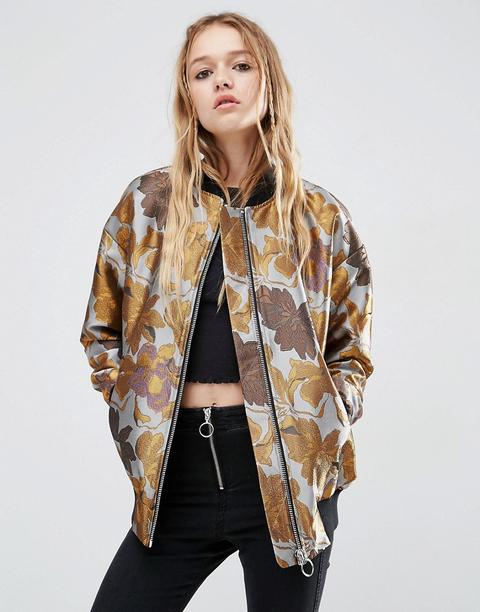 Cazadora Bomber De Jacquard Con Estampado Floral De Asos