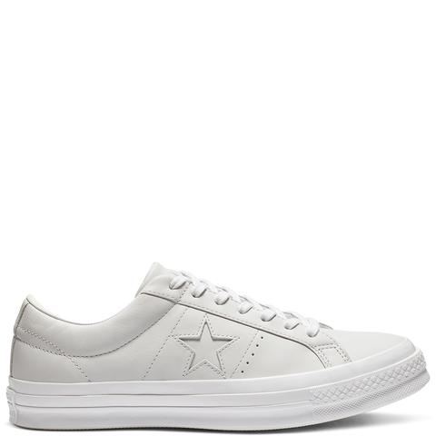 one star converse white leather