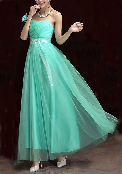 Maxi Vestito Granata Drappeggiato Di Spalla Damigella D'onore Matrimoni Festa Elegante Verde Kelly
