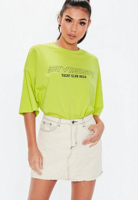 Slogan Oversized T Shirt, Lime