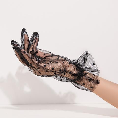Gants En Tulle À Pois