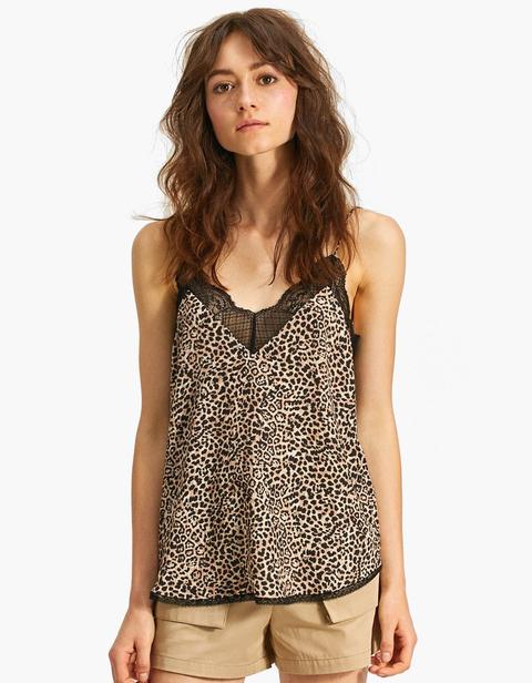 Top Lencero Puntilla Print