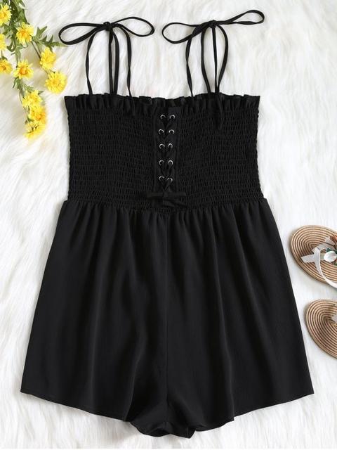 Cami Lace Up Smocked Romper