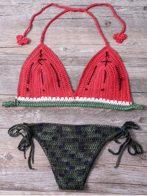 Halter Watermelon Crochet Bikini Set